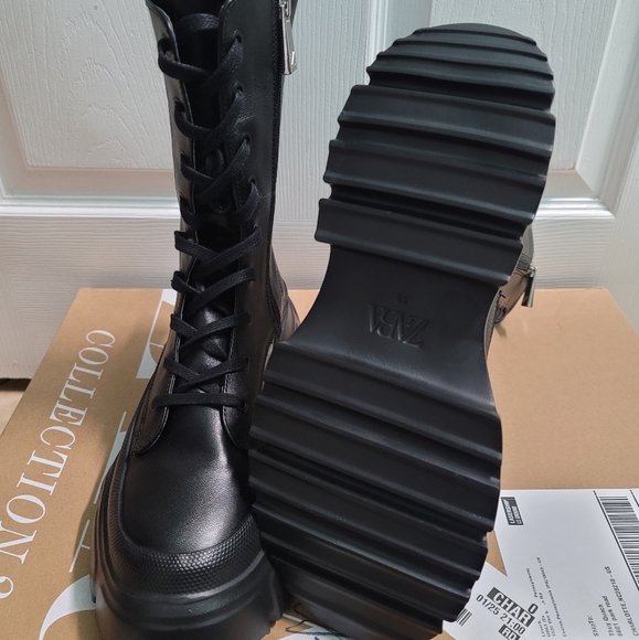 Zara low heeled lug sole leather boots - Picture 8 of 16